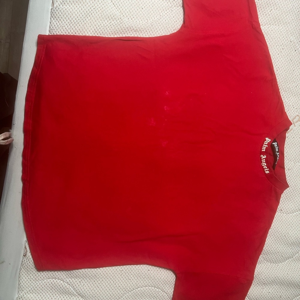 Palm Angels Back Print Logo Red Tshiry